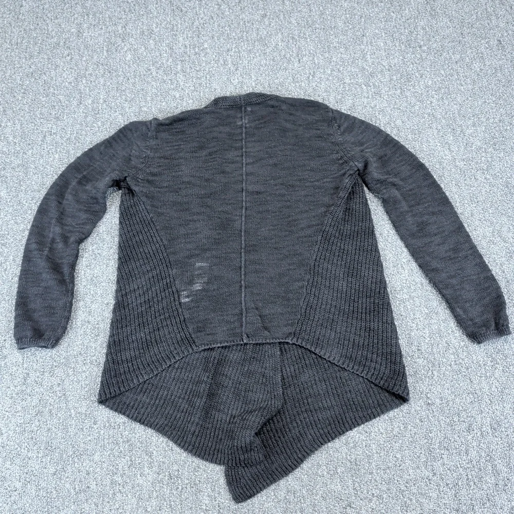 Chico's Minimalist Open Front Cardigan Women 0 XS Black Ramie Blend Asymmetrical